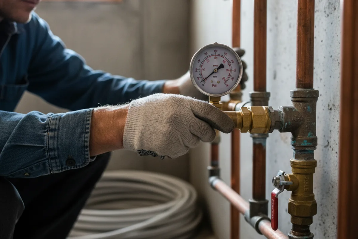 Pressure testing a repaired line during Water Line Repair in Cotton Plant
